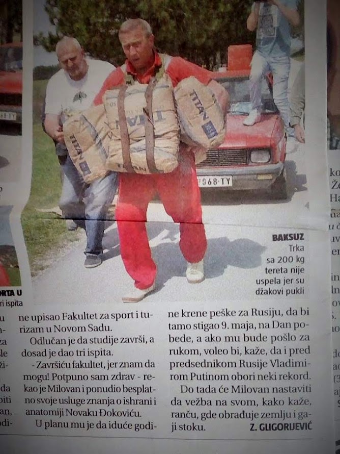 Užički Supermen Milovan Milutinović nosi džakove i obara Ginisov rekord