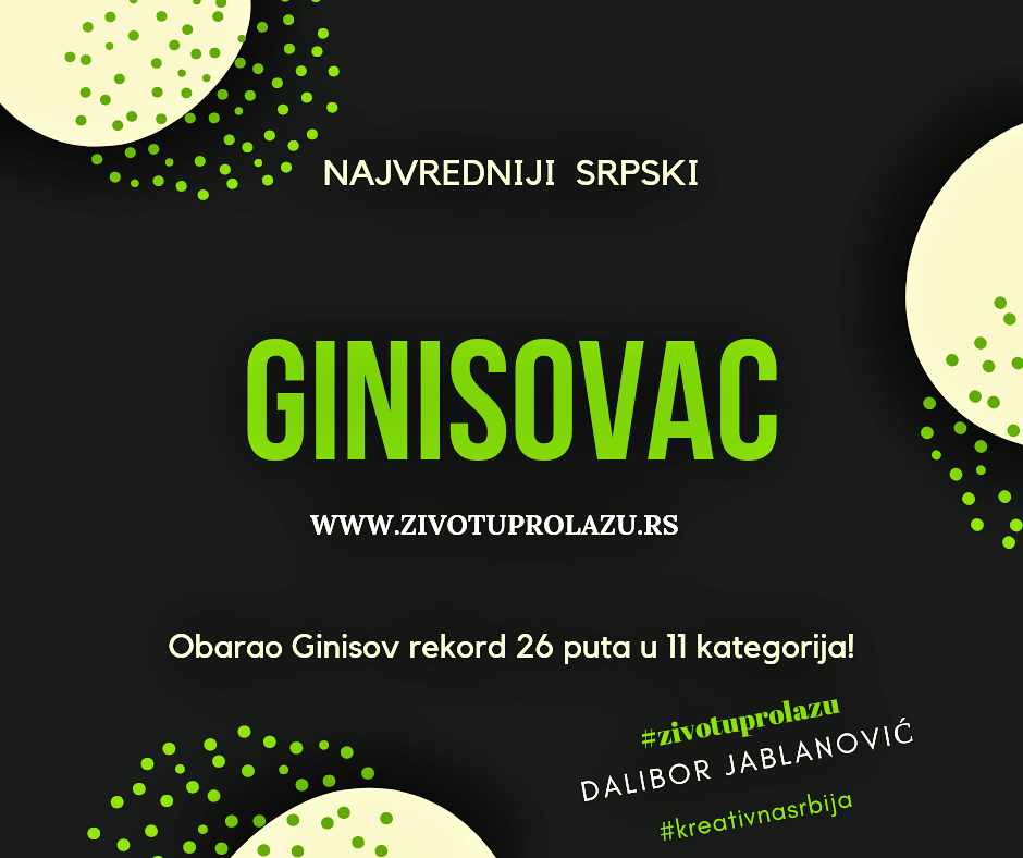 Plakat Ginisovca sa 26 neobičnih rekorda koje je postavio Dalibor Jablanović.